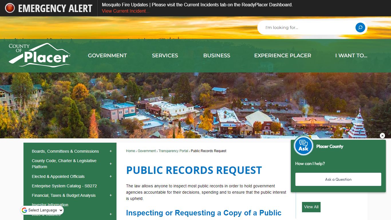 Public Records Request | Placer County, CA