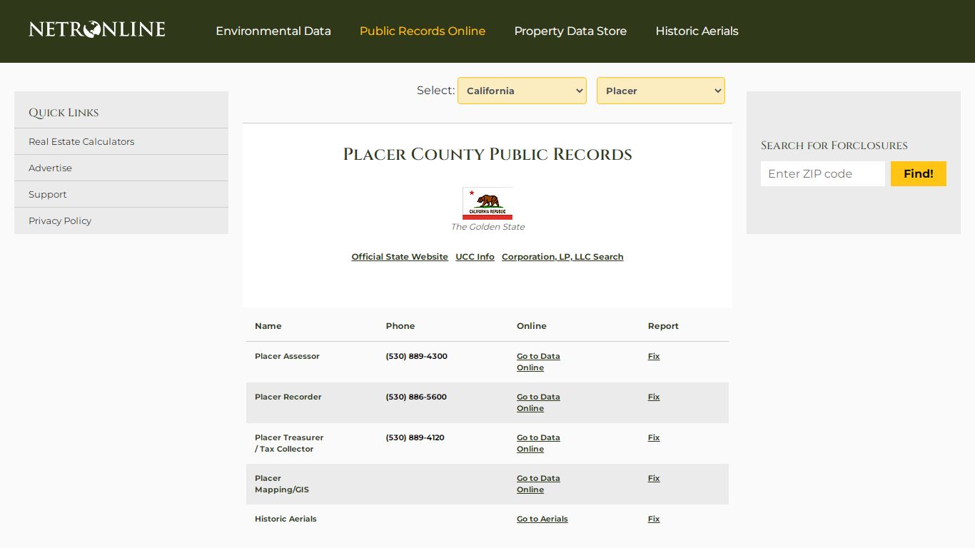 Placer County Public Records - NETROnline.com