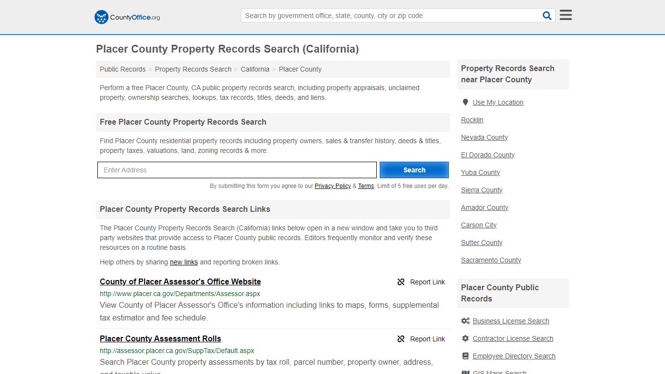 Placer County Property Records Search (California) - County Office