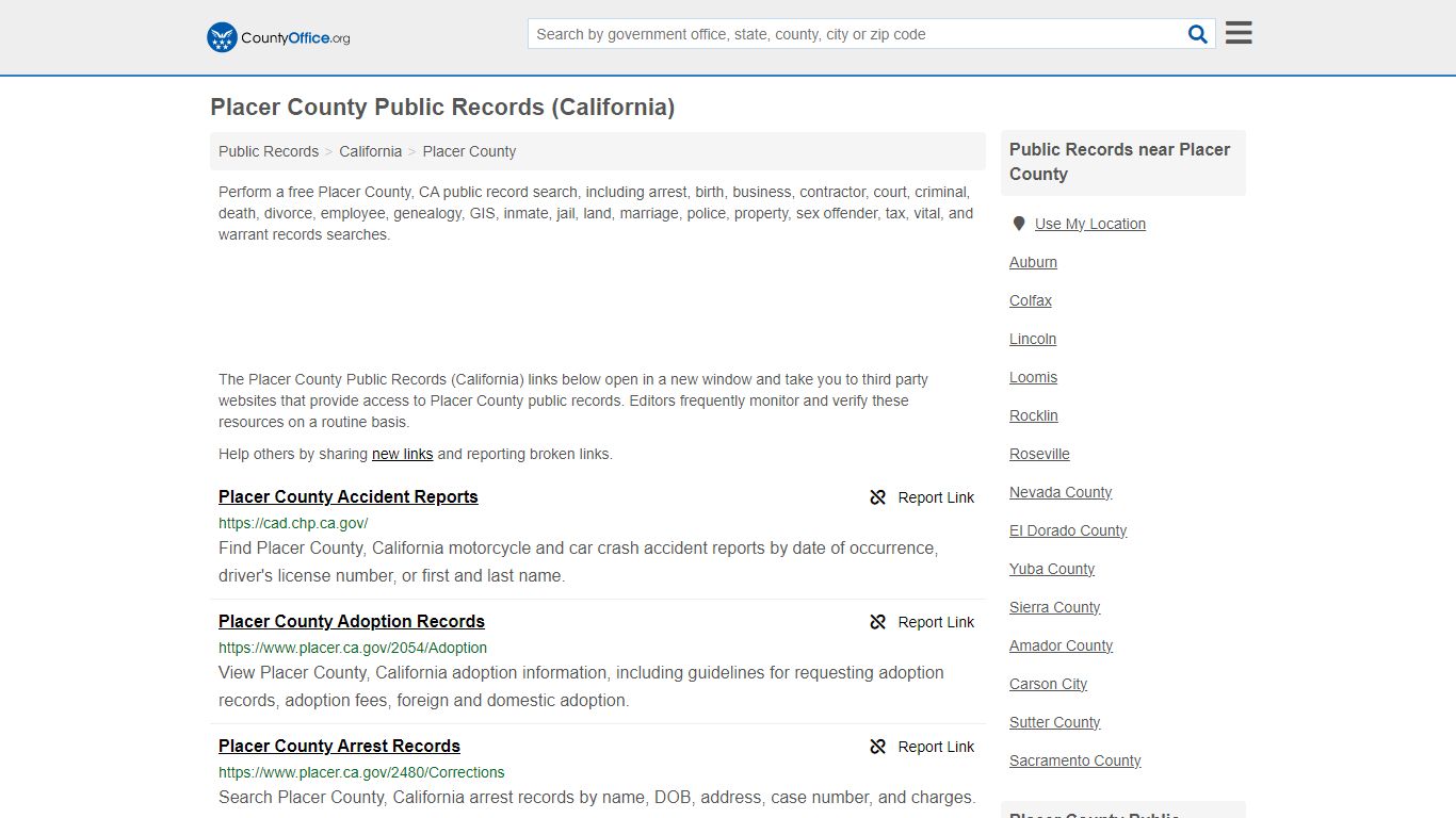 Public Records - Placer County, CA (Business, Criminal, GIS, Property ...